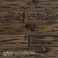 E-Peck® Southern Pine Ebony by Synergy Wood - Rare Pecky Cypress look on Red Grandis, Eastern White Pine and Southern Pine boards.